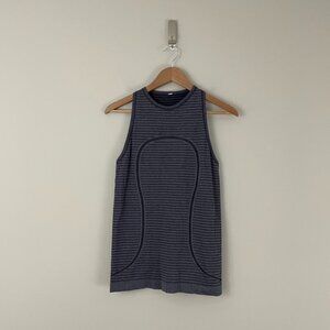 Lululemon Run Swiftly Tech Tank Rugby Stripe Tonal Heathered Black Grape Size 6